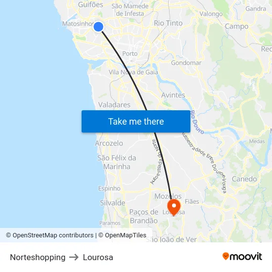 Norteshopping to Lourosa map