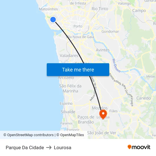 Parque Da Cidade to Lourosa map