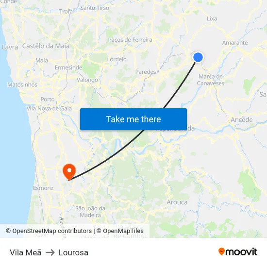 Vila Meã to Lourosa map