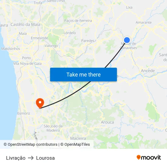 Livração to Lourosa map