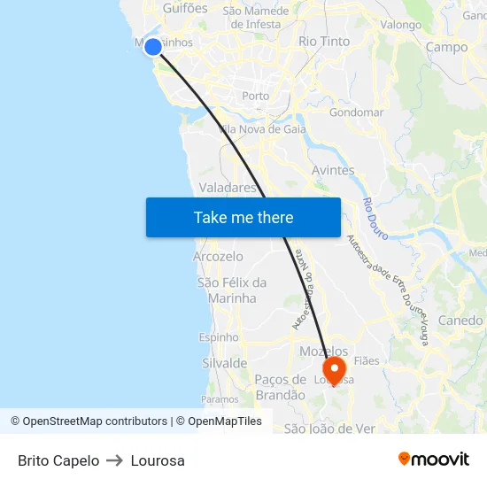 Brito Capelo to Lourosa map