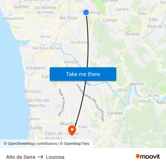 Alto da Serra to Lourosa map