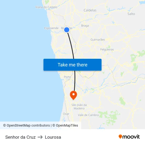 Senhor da Cruz to Lourosa map