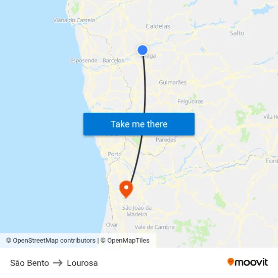 São Bento to Lourosa map