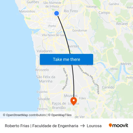 Roberto Frias | Faculdade de Engenharia to Lourosa map