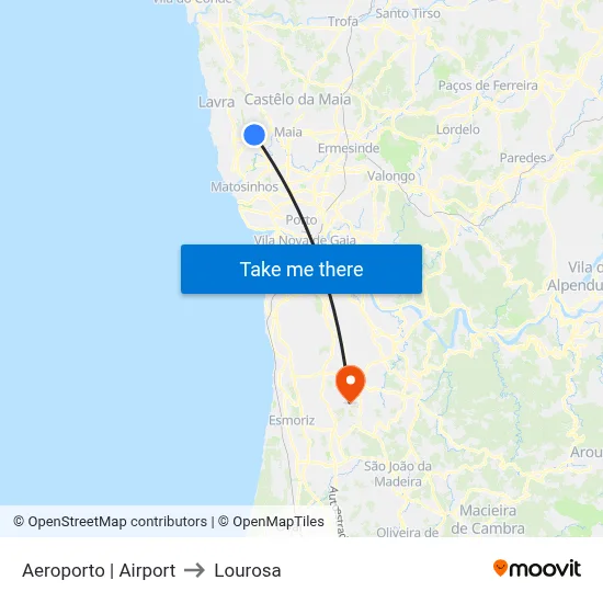 Aeroporto | Airport to Lourosa map