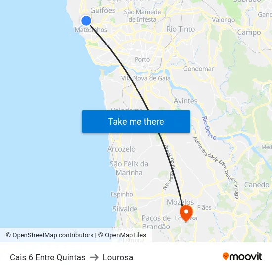 Cais 6 Entre Quintas to Lourosa map