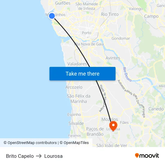 Brito Capelo to Lourosa map