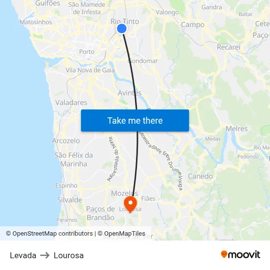 Levada to Lourosa map