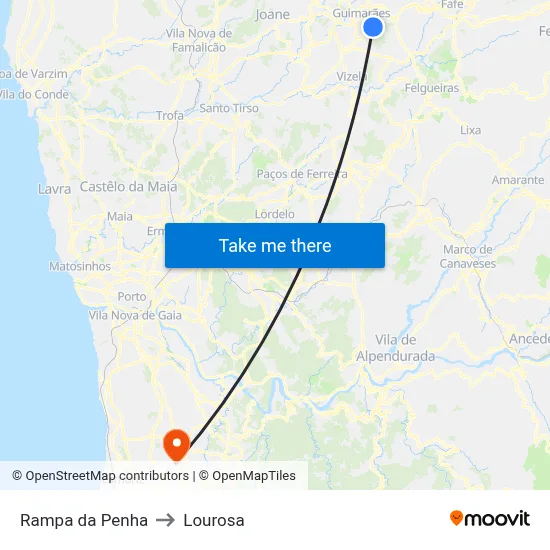 Rampa da Penha to Lourosa map
