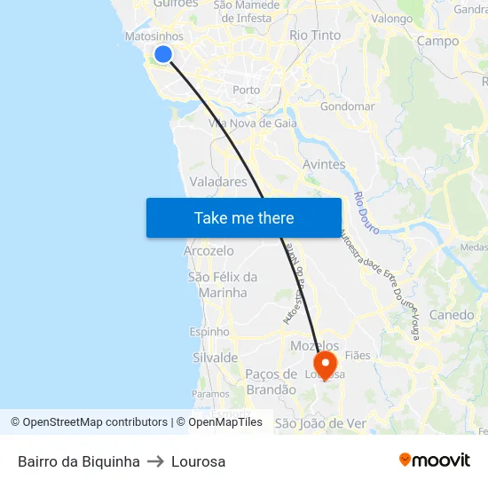 Bairro da Biquinha to Lourosa map
