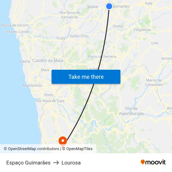 Espaço Guimarães to Lourosa map