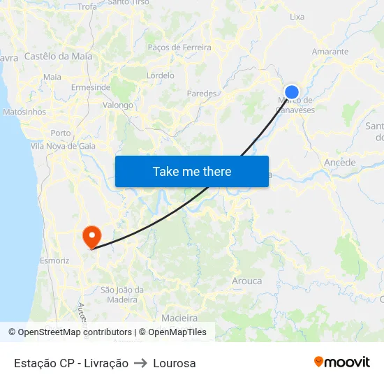 Estação CP - Livração to Lourosa map
