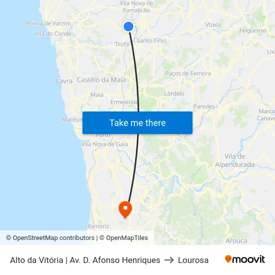 Alto da Vitória | Av. D. Afonso Henriques to Lourosa map
