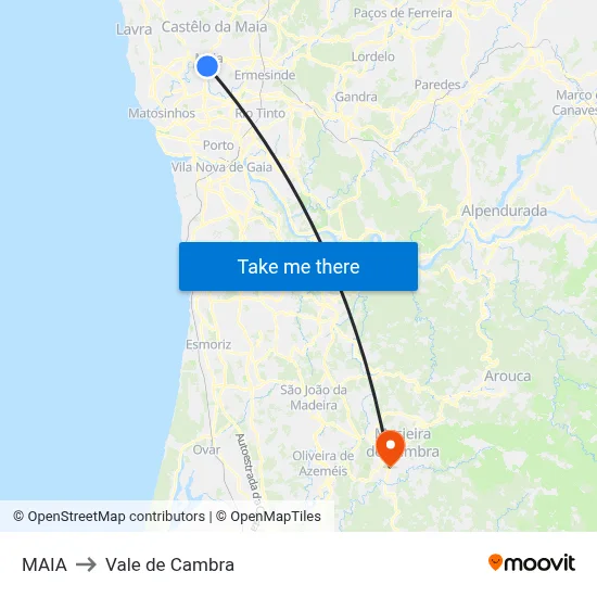 MAIA to Vale de Cambra map