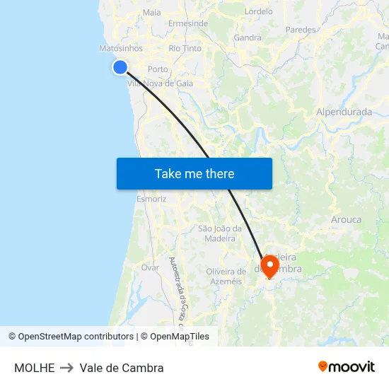 MOLHE to Vale de Cambra map