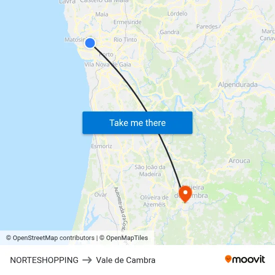 NORTESHOPPING to Vale de Cambra map