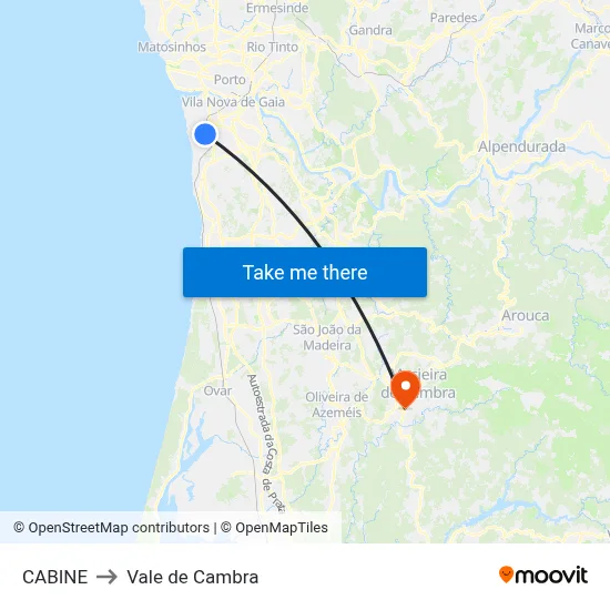 CABINE to Vale de Cambra map