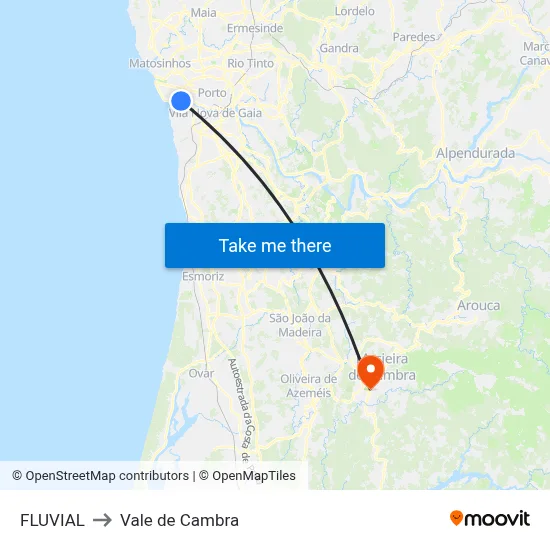 FLUVIAL to Vale de Cambra map