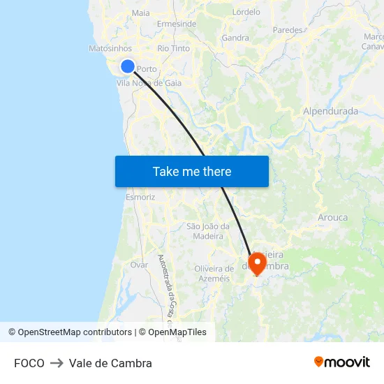 FOCO to Vale de Cambra map