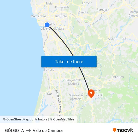 GÓLGOTA to Vale de Cambra map