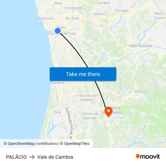 PALÁCIO to Vale de Cambra map
