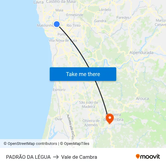 PADRÃO DA LÉGUA to Vale de Cambra map