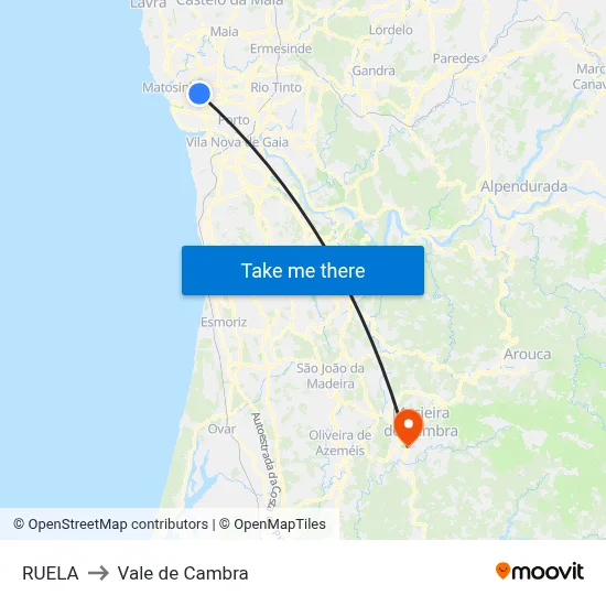 RUELA to Vale de Cambra map