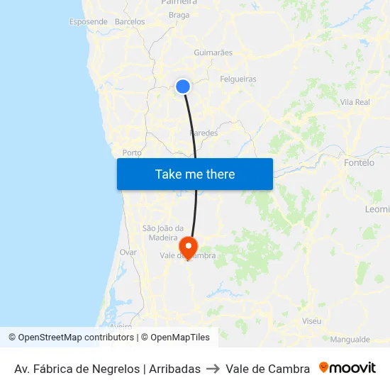 Av. Fábrica de Negrelos | Arribadas to Vale de Cambra map