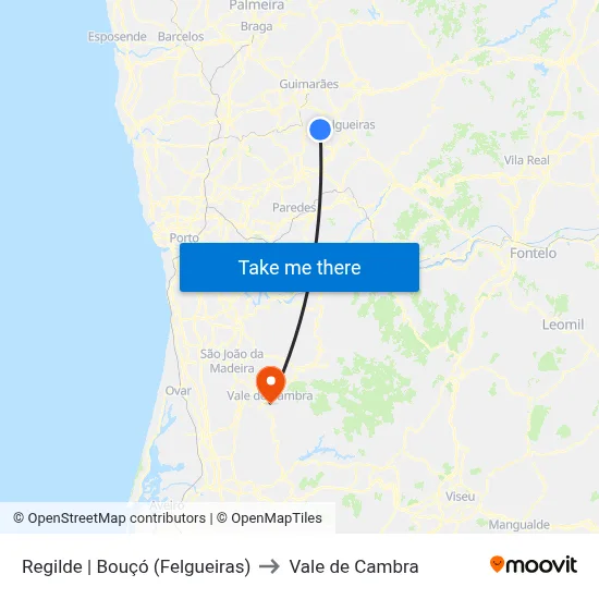 Regilde | Bouçó (Felgueiras) to Vale de Cambra map