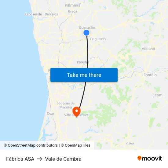 Fábrica ASA to Vale de Cambra map