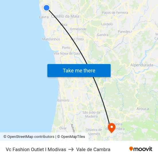 Vc Fashion Outlet I Modivas to Vale de Cambra map