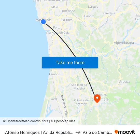 Afonso Henriques | Av. da República to Vale de Cambra map