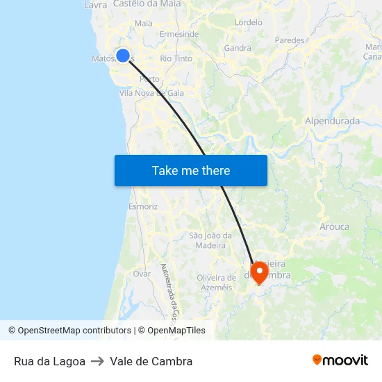 Rua da Lagoa to Vale de Cambra map