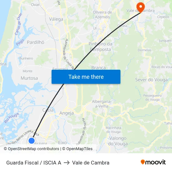 Guarda Fiscal / ISCIA A to Vale de Cambra map