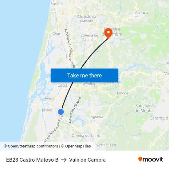 EB23 Castro Matoso B to Vale de Cambra map