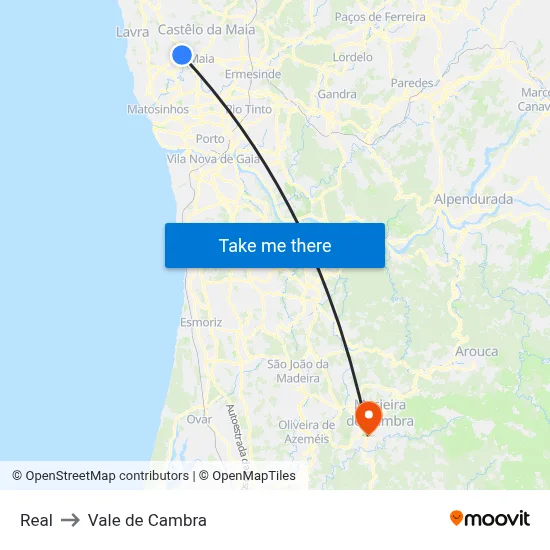 Real to Vale de Cambra map