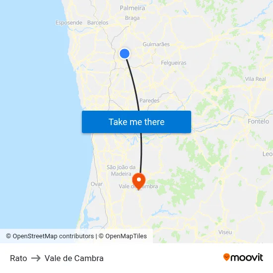 Rato to Vale de Cambra map