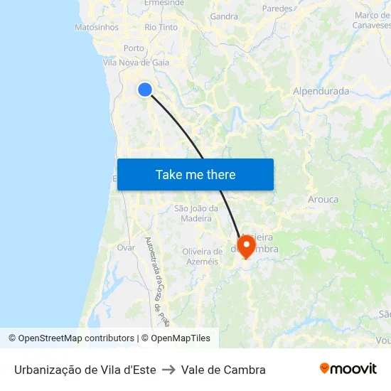 Urbanização de Vila d'Este to Vale de Cambra map