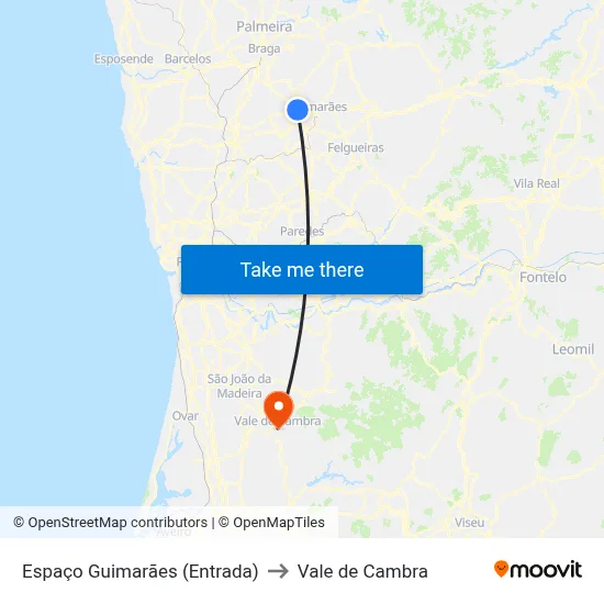 Espaço Guimarães (Entrada) to Vale de Cambra map