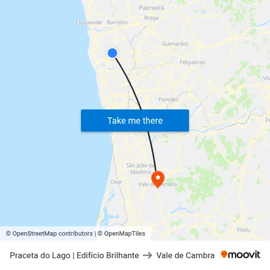 Praceta do Lago | Edifício Brilhante to Vale de Cambra map