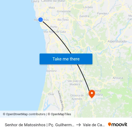 Senhor de Matosinhos | Pç. Guilhermina Suggia to Vale de Cambra map