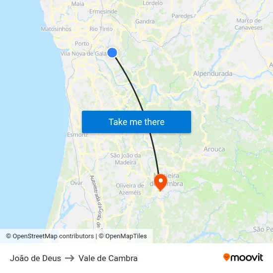 João de Deus to Vale de Cambra map
