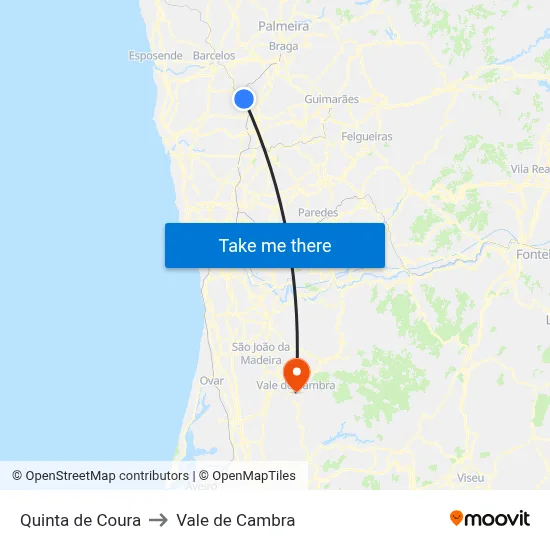 Quinta de Coura to Vale de Cambra map