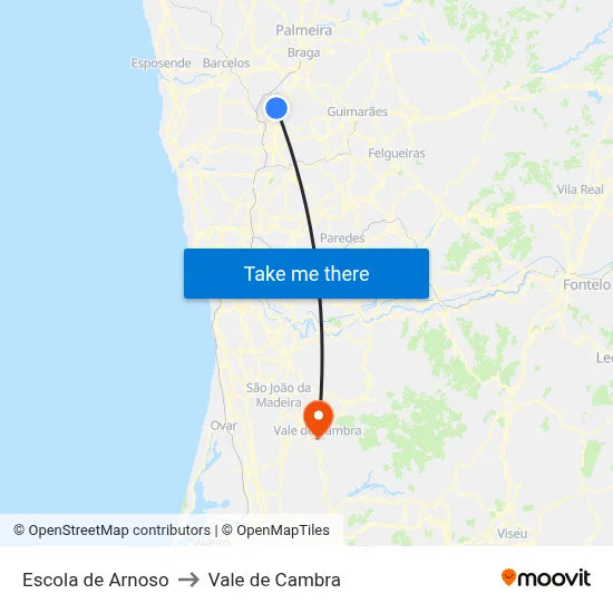 Escola de Arnoso to Vale de Cambra map