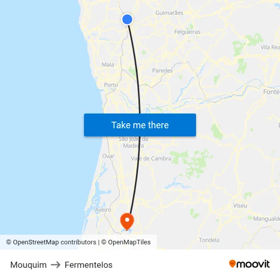 Mouquim to Fermentelos map