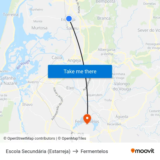 Escola Secundária (Estarreja) to Fermentelos map
