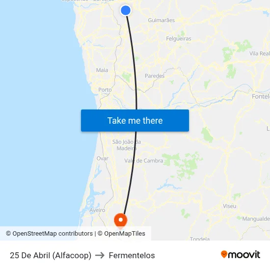 25 De Abril (Alfacoop) to Fermentelos map