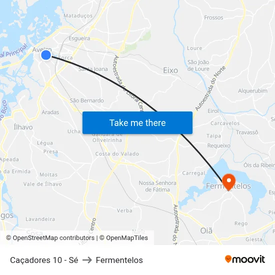 Caçadores 10 - Sé to Fermentelos map