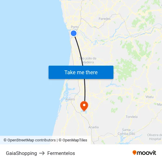 GaiaShopping to Fermentelos map